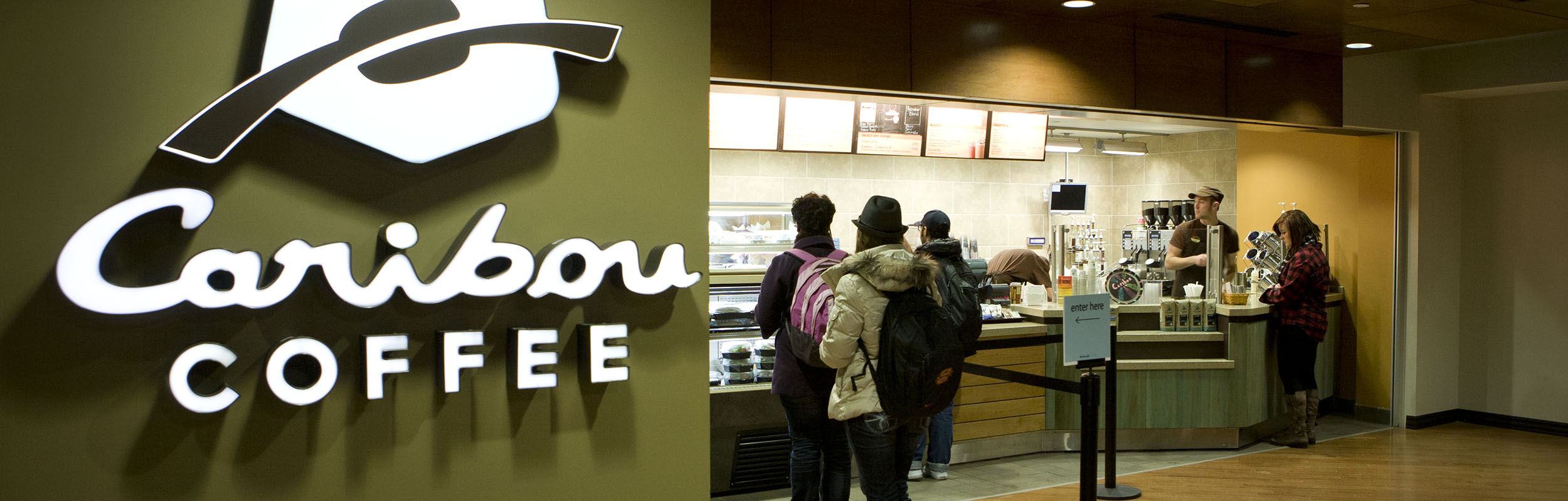 Students in line at Caribou Coffee Students in line at Caribou Coffee