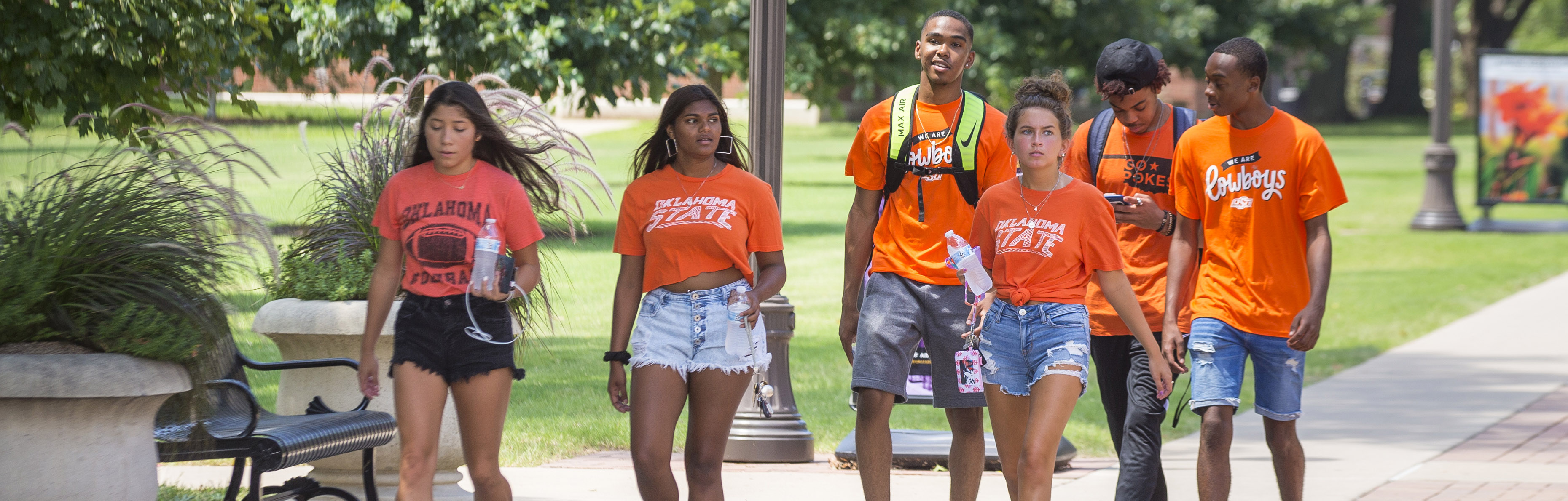 Students walking at Oklahoma State University Students walking at Oklahoma State University